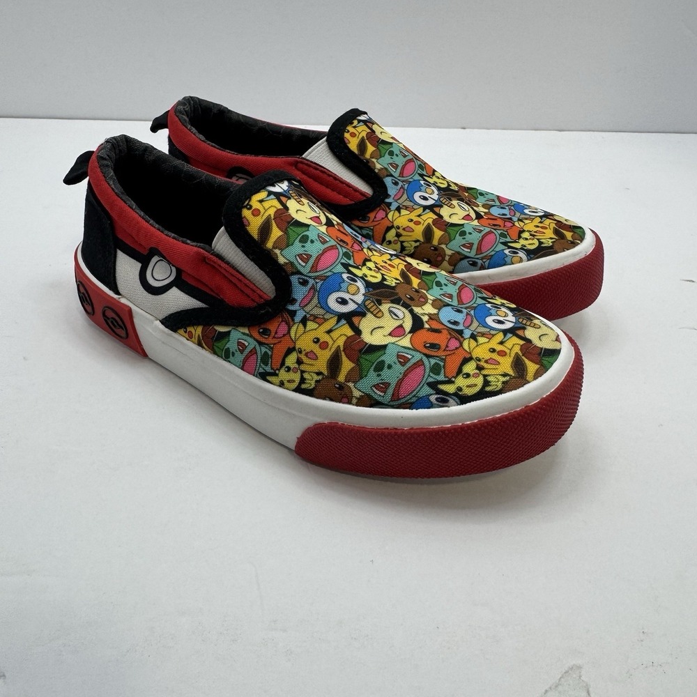Pokemon PIKACHU Slip-On Canvas Ground Up Sneaker Shoes‎ Unisex Youth Size 1